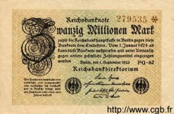 20 Millionen Mark GERMANY  1923 P.108e VF