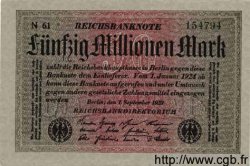 50 Millions Mark GERMANY  1923 P.109a UNC-