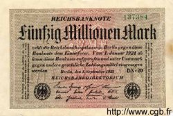 50 Millionen Mark GERMANY  1923 P.109c VF