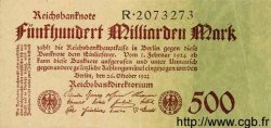 500 Milliarden Mark GERMANY  1923 P.127a XF