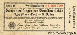 1,05 Markgold = 1/4 Dollar GERMANIA  1923 P.150 FDC