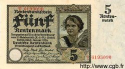 5 Rentenmark DEUTSCHLAND  1926 P.169 fST