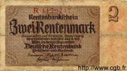 2 Rentenmark GERMANY  1937 P.174a VG