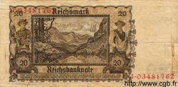20 Reichsmark GERMANY  1939 P.185 F
