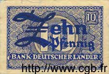 10 Pfennig GERMAN FEDERAL REPUBLIC  1948 P.12a MBC