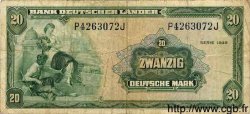 20 Deutsche Mark GERMAN FEDERAL REPUBLIC  1949 P.17a q.MB