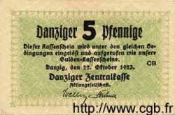 5 Pfennig DANTZIG  1923 P.34b q.FDC