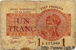 1 Franc MINES DOMANIALES DE LA SARRE FRANCIA  1920 VF.51.02 MC