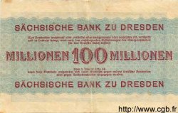 100 Millionen Mark GERMANY Dresden 1923 PS.0965 VF - XF