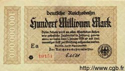 100 Millionen Mark GERMANY  1923 PS.1017b XF