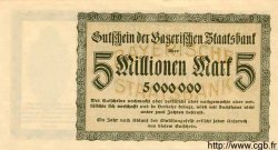 5 Millionen Mark GERMANY  1923 Bay.220a UNC-