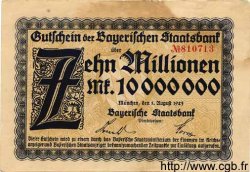 10 Millionen Mark GERMANY  1923 Bay.221a F+