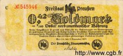0,42 Goldmark = 1/10 Dollar ALLEMAGNE  1923 Prs.06c