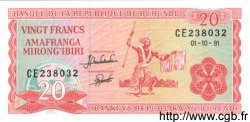 20 Francs BURUNDI  1991 P.27c FDC