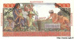 5000 Francs Schoelcher Spécimen MARTINIQUE  1952 P.34s q.FDC