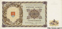 5000 Korun SLOVACCHIA  1944 P.14s q.FDC