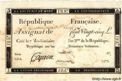 125 Livres Vérificateur FRANCE  1793 Laf.169a TTB+