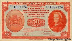 50 Cent NETHERLANDS INDIES  1943 P.110a VF - XF