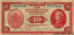 10 Gulden NETHERLANDS INDIES  1943 P.114a F+