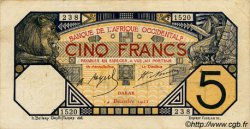 5 Francs DAKAR FRENCH WEST AFRICA Dakar 1922 P.05Bb VF