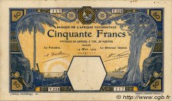 50 Francs DAKAR FRENCH WEST AFRICA Dakar 1929 P.09Bc BC+