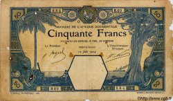50 Francs PORTO-NOVO FRENCH WEST AFRICA Porto-Novo 1924 P.10Eb SGE
