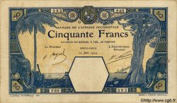 50 Francs PORTO-NOVO FRENCH WEST AFRICA Porto-Novo 1924 P.10Eb BC+