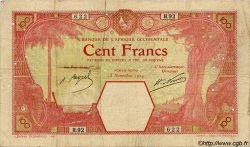 100 Francs PORTO-NOVO FRENCH WEST AFRICA Porto-Novo 1924 P.11Eb MB