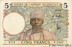 5 Francs AFRIQUE OCCIDENTALE FRANÇAISE (1895-1958)  1936 P.21 SUP