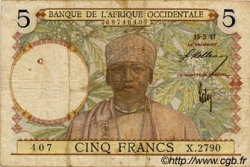 5 Francs FRENCH WEST AFRICA  1937 P.21 fS