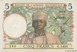 5 Francs FRENCH WEST AFRICA  1937 P.21 fST