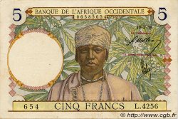 5 Francs FRENCH WEST AFRICA  1938 P.21 VF+