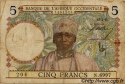 5 Francs FRENCH WEST AFRICA (1895-1958)  1939 P.21 VG