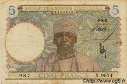 5 Francs FRENCH WEST AFRICA (1895-1958)  1942 P.25 F+
