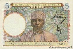 5 Francs FRENCH WEST AFRICA  1942 P.25 q.FDC