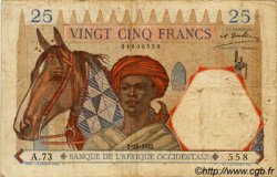 25 Francs FRENCH WEST AFRICA  1933 P.22 BC+