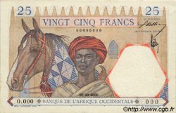 25 Francs Spécimen FRENCH WEST AFRICA  1936 P.22s fST