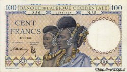 100 Francs FRENCH WEST AFRICA  1936 P.23 fVZ