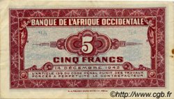 5 Francs FRENCH WEST AFRICA  1942 P.28b VF