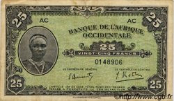 25 Francs FRENCH WEST AFRICA  1942 P.30a fSS