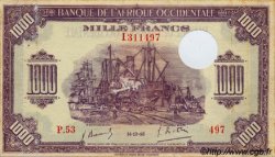 1000 Francs Annulé FRENCH WEST AFRICA  1942 P.32 BC a MBC
