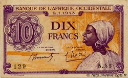 10 Francs FRENCH WEST AFRICA (1895-1958)  1943 P.29 VF+