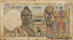 5 Francs FRENCH WEST AFRICA  1943 P.36 fS