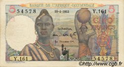 5 Francs FRENCH WEST AFRICA  1953 P.36 EBC
