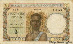 25 Francs FRENCH WEST AFRICA  1948 P.38 BC+