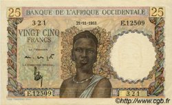 25 Francs FRENCH WEST AFRICA  1953 P.38 XF+