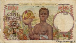 100 Francs FRENCH WEST AFRICA  1947 P.40 VG