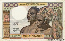 1000 Francs WEST AFRIKANISCHE STAATEN  1977 P.803Tn fVZ