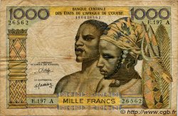 1000 Francs STATI AMERICANI AFRICANI  1980 P.103An q.MB