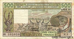 500 Francs WEST AFRICAN STATES  1981 P.606Hb VF